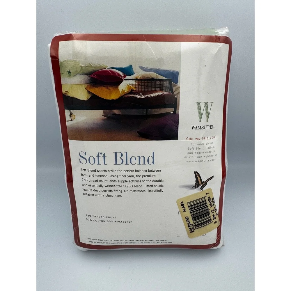 Vintage Wamsutta Soft Blend White Twin Flat Sheet 250 TC Cotton Poly Blend NEW